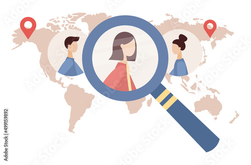 Target audience. Customers outreach. Human resources concept. Business goal concept. Digital targeting marketing. Vector flat illustration