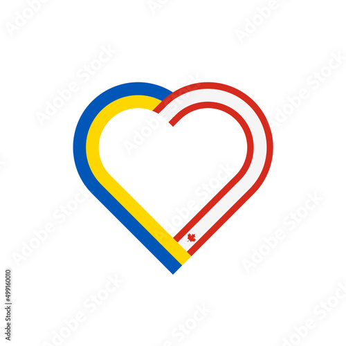 unity concept. heart ribbon icon of ukraine and canada flags. vector illustration isolated on white background	