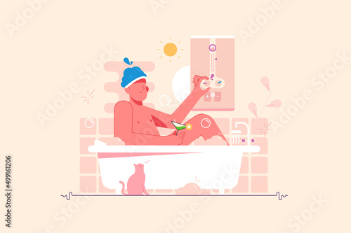 Electric boiler for water heater and man take bath