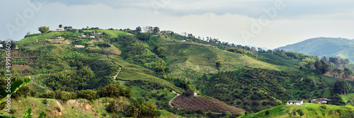 Panoramic view of the Eje Cafetero Caldense. Coffee mountains of Manizales and Chinchiná. Central Cordillera of Colombia. photo
