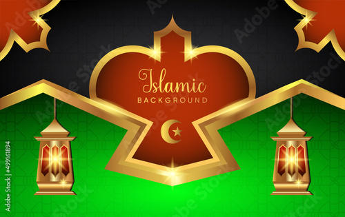 Islamic background vector design with lantern lamp