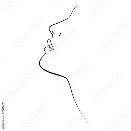 In a minimalistic fashion style with a portrait of a female face.