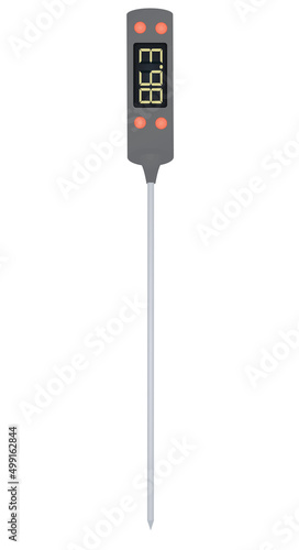 Digital thermometer with long probe. vector illustration