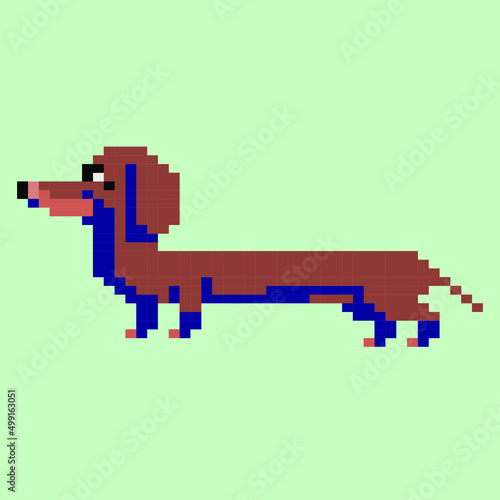 Dog breeds. Pixel art 80s style icons. Stickers and embroidery design. Video game sprite. Logo design template for pet shops, veterinary clinics and animal shelters homeless. Vector illustration.