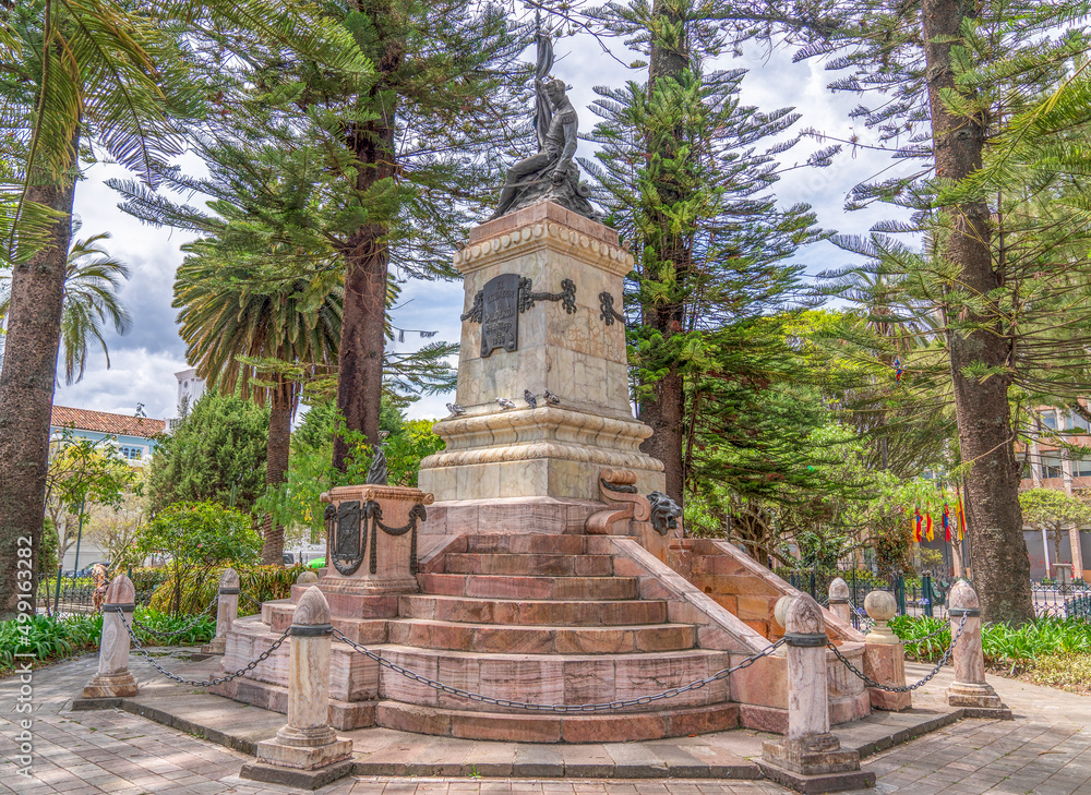 Independence Monument in the center of Cuenca, Ecuador