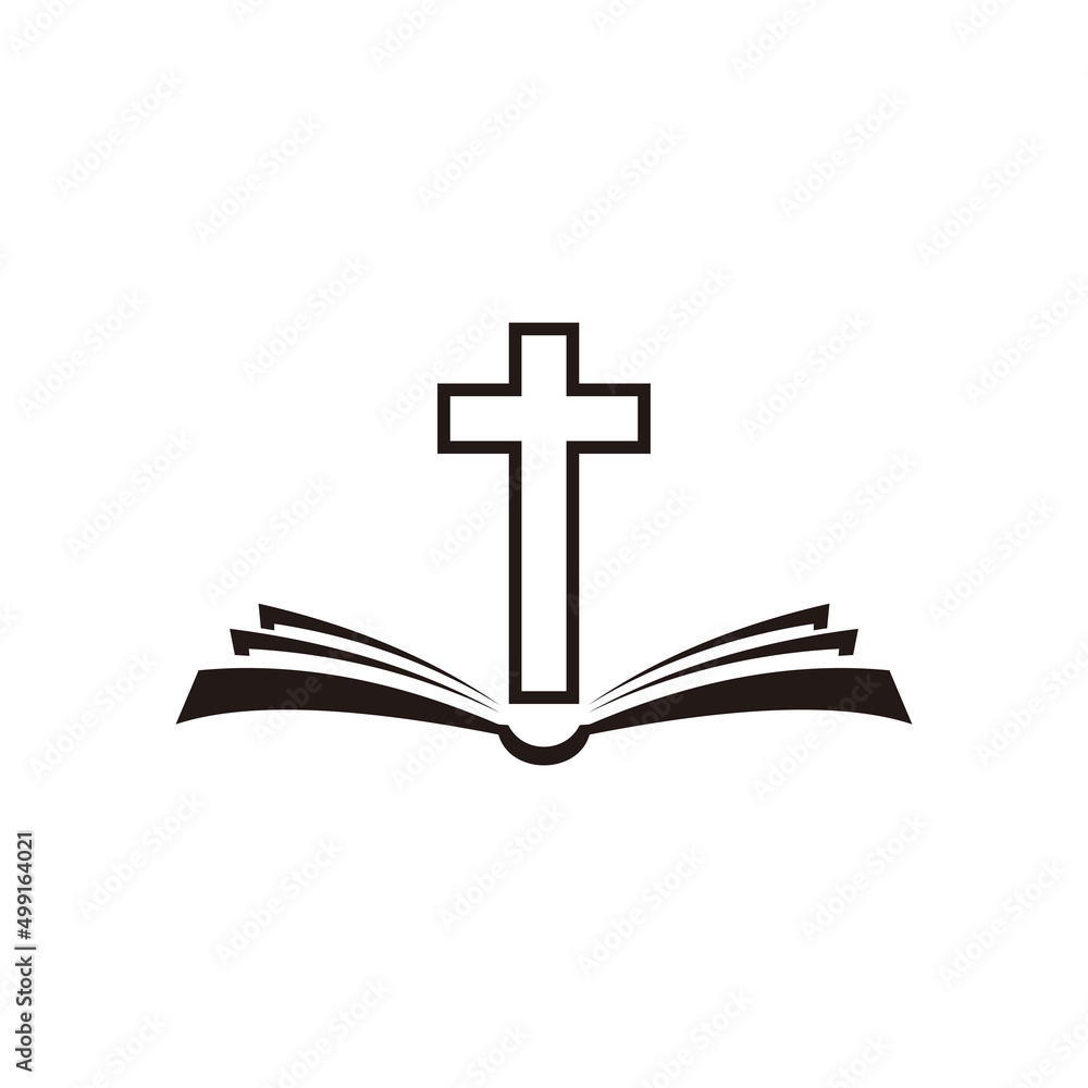 bible logo icon and christian cross