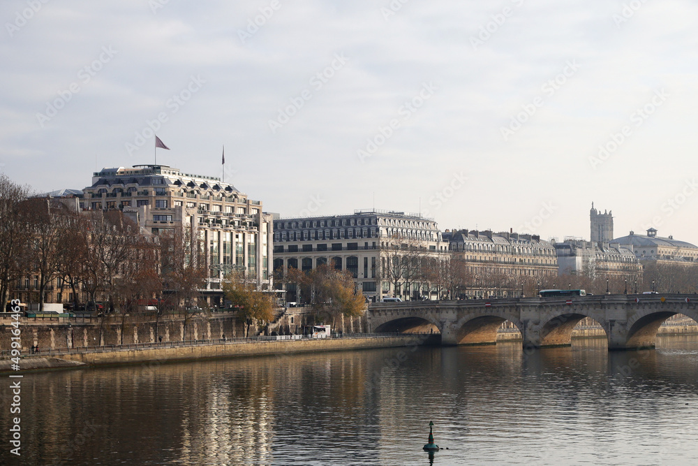Embankments in the center of Paris, France