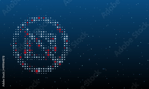 On the left is the no photo symbol filled with white dots. Background pattern from dots and circles of different shades. Vector illustration on blue background with stars