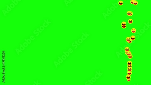 Social media  live style emoji Smile animation coming from bottom on green chroma key.