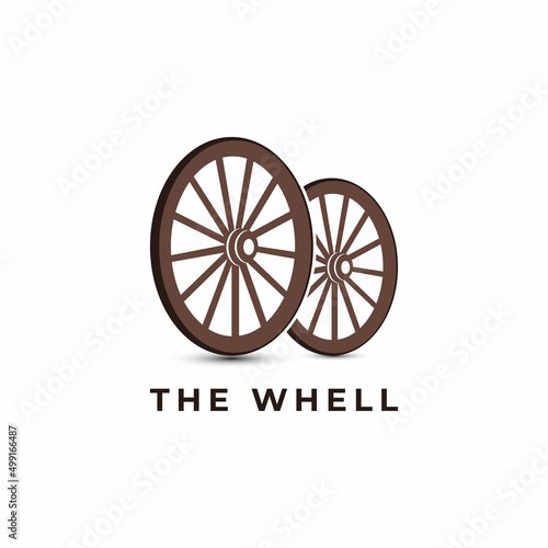 Vintage Old Wooden Cart Wheel logo design