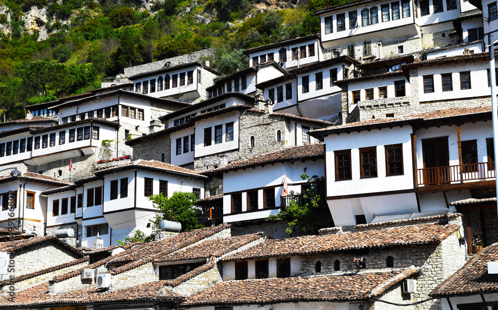 Traditional houses in Berat. Albania, Balkan Peninsula, Europe