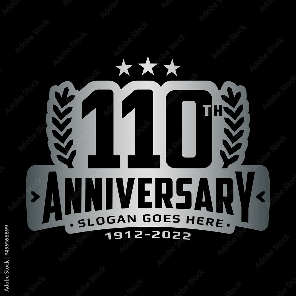 Obraz premium 110 years anniversary logo design template. 110th anniversary celebration logotype. Vector and illustration.