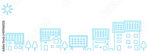 ソーラーパネルの街並みのイラスト・ベクターパーツ素材