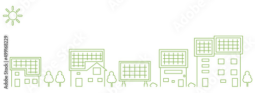 ソーラーパネルの街並みのイラスト・ベクターパーツ素材