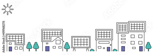 ソーラーパネルの街並みのイラスト・ベクターパーツ素材