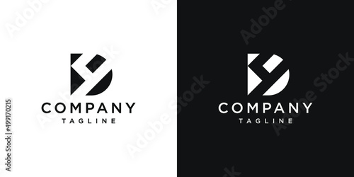 Creative Letter D4 Monogram Logo Design Icon Template White and Black Background photo