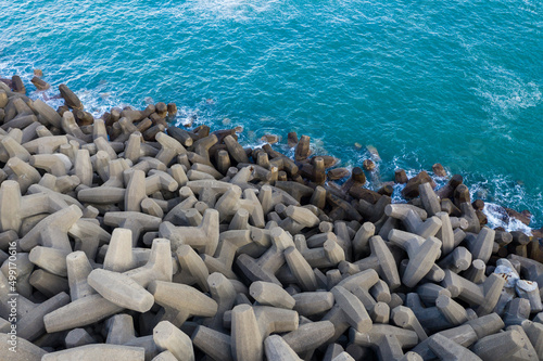 Top down view of concrete wave breaker