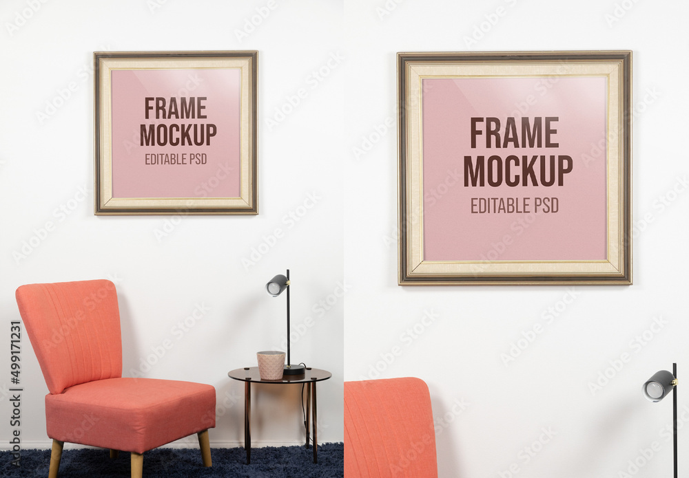 Picture Frame in Room Mockup Stock Template | Adobe Stock