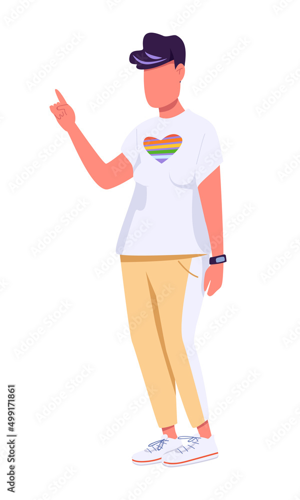 LGBT rights activist semi flat color vector character. Posing figure. Full body person on white. Generation z representative. Simple cartoon style illustration for web graphic design and animation