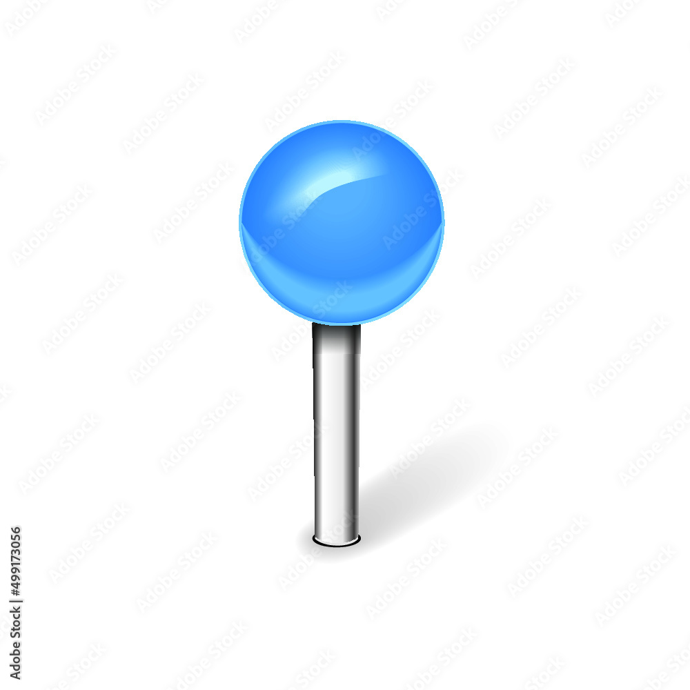 Blue pin isolated on a white background