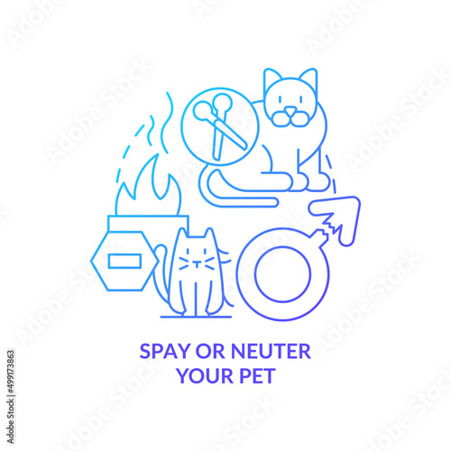 Spay and neuter pet blue gradient concept icon. Pet ownership abstract idea thin line illustration. Prevent negative health outcomes. Isolated outline drawing. Myriad Pro-Bold font used