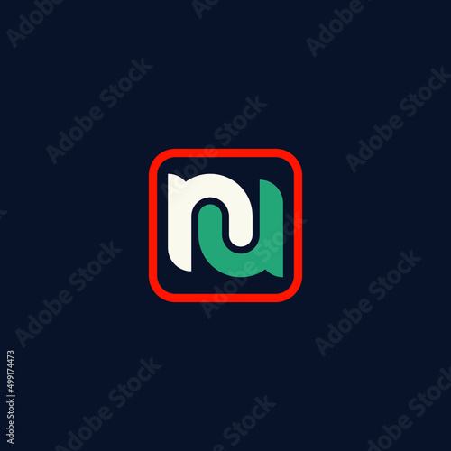 Initial letter NU monogram logo design.