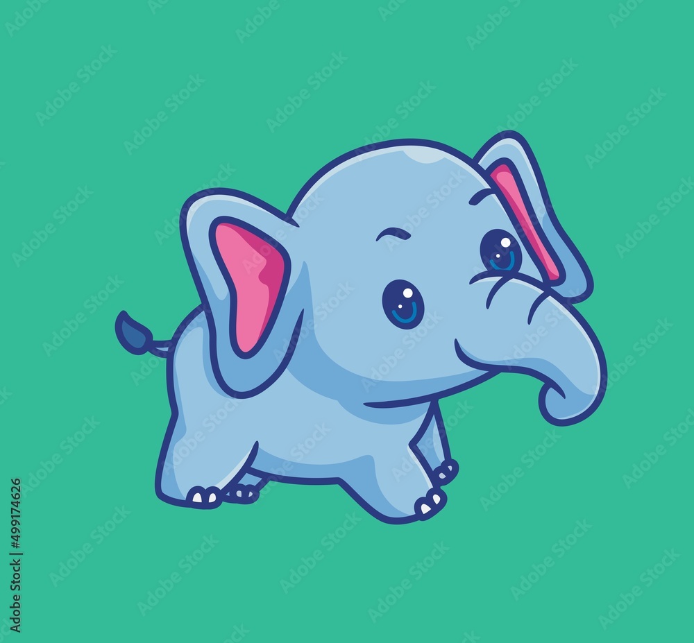 Fototapeta premium cute baby elephant. isolated cartoon animal illustration. Flat Style Sticker Icon Design Premium Logo vector. Mascot Character