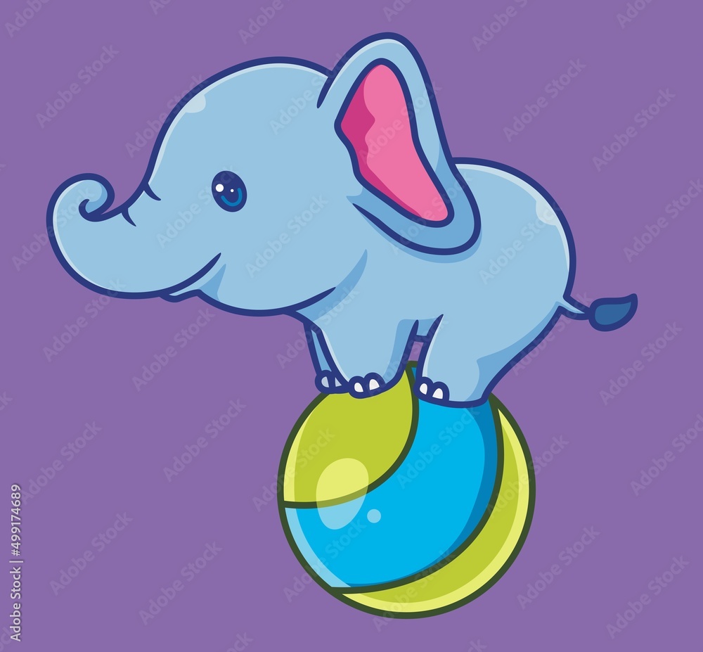 cute elephant standing on balloon carnival. isolated cartoon animal illustration. Flat Style Sticker Icon Design Premium Logo vector. Mascot Character cute elephant standing on balloon carnival. isolated cartoon animal illustration. Flat Style Sticker Icon Design Premium Logo vector. Mascot Character