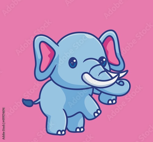 cute elephant standing. isolated cartoon animal illustration. Flat Style Sticker Icon Design Premium Logo vector. Mascot Character
