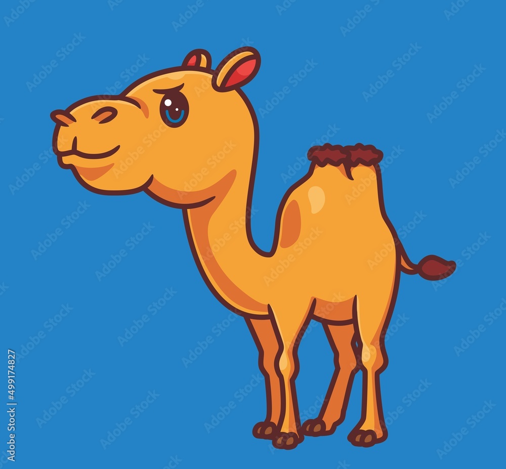 Obraz premium cute camel standing waiting. isolated cartoon animal illustration. Flat Style Sticker Icon Design Premium Logo vector. Mascot Character