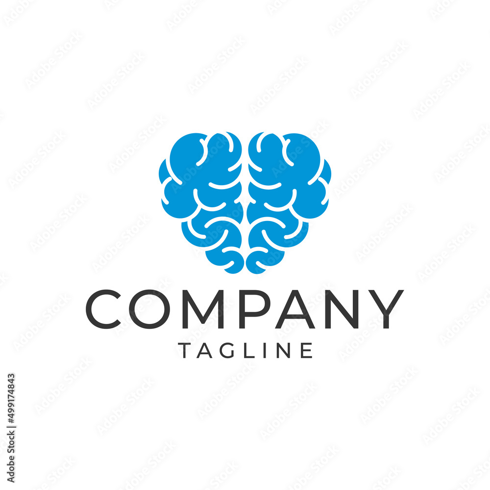 Obraz premium brain with heart logo design vector illustration