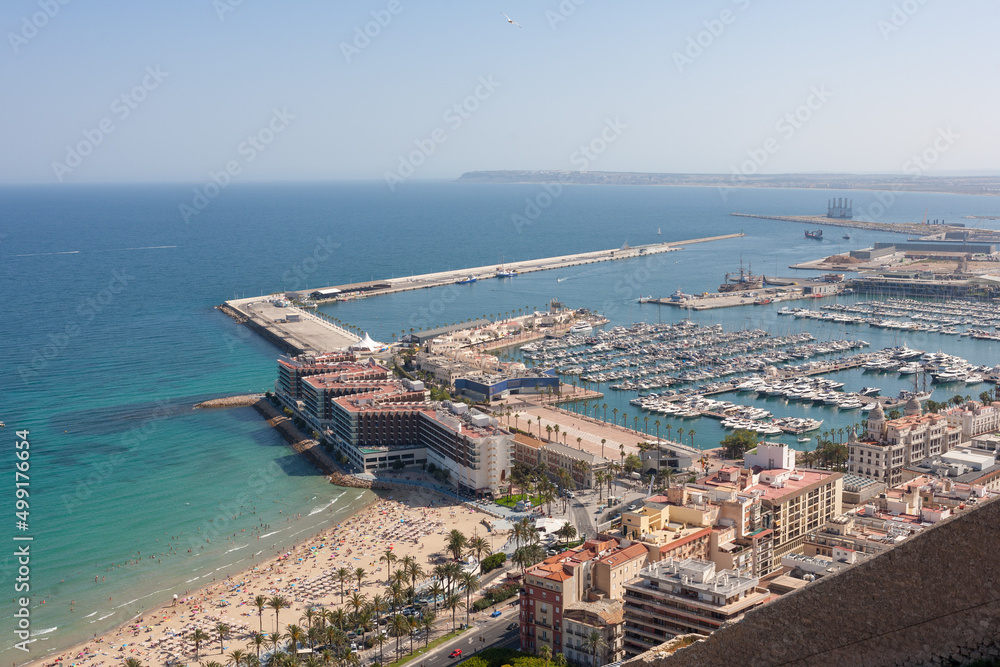 coastline and marina in summer view of the city of Alicante Spain 