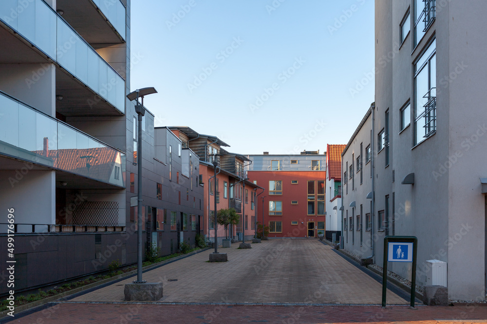 Europe urban street city Malmo Sweden modern residential architecture Europe urban street city Malmo Sweden modern residential architecture