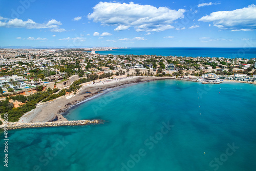 Aerial drone point of view Cabo Roig coastline. Spain photo