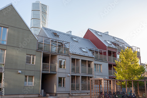 Europe urban street city Malmo Sweden modern residential architecture 