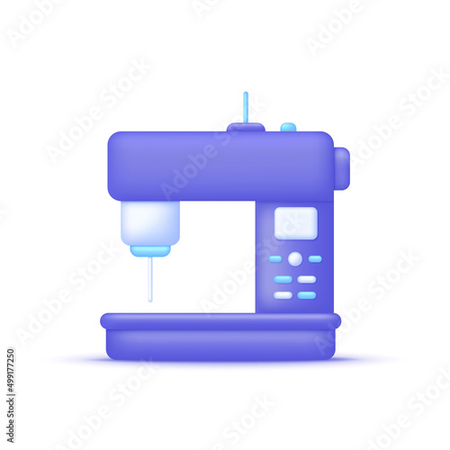3D Electric sewing machine isolated on white background. Sewing equipment. Can be used for many purposes.