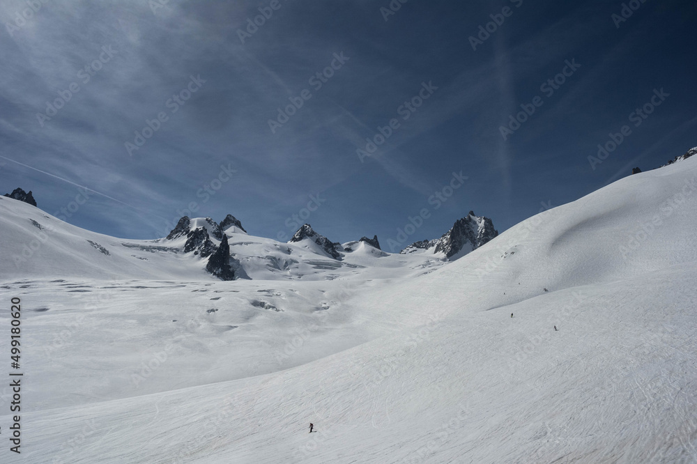 view of mont blanc massif from vallee blanche