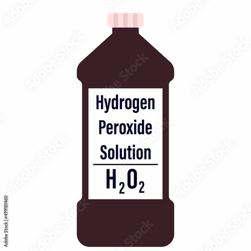 Hydrogen peroxide solution in a black big plastic bottle cartoon vector illustration isolated on a white background. 