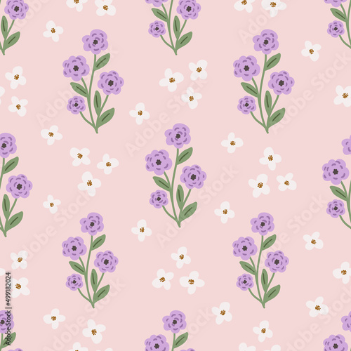 Bright feminine meadow flower seamless pattern, colorful hand drawn vector digital paper background for fabric, textile, stationery, wallpaper.