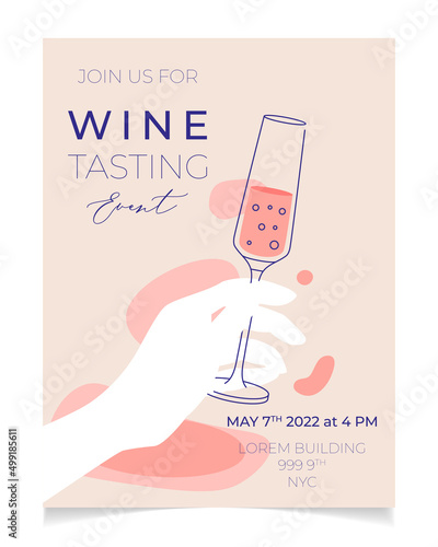 Outline illustration of wine glass with red wine, vector. Splashes of wine, liquid, drops. Drawing for wine designs. Event, party, presentation, promotion, menu.