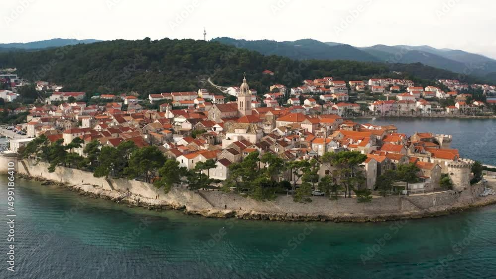 aerial view of the city Korcula in Croatia aerial view of the city Korcula in Croatia