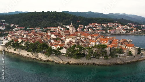 aerial view of the city Korcula in Croatia