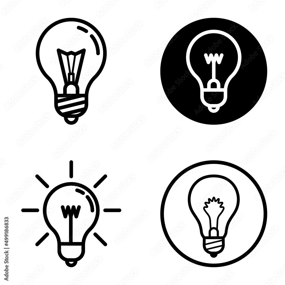 Lightbulbs1-3 Flat Icon Set Isolated On White Background Lightbulbs1-3 Flat Icon Set Isolated On White Background