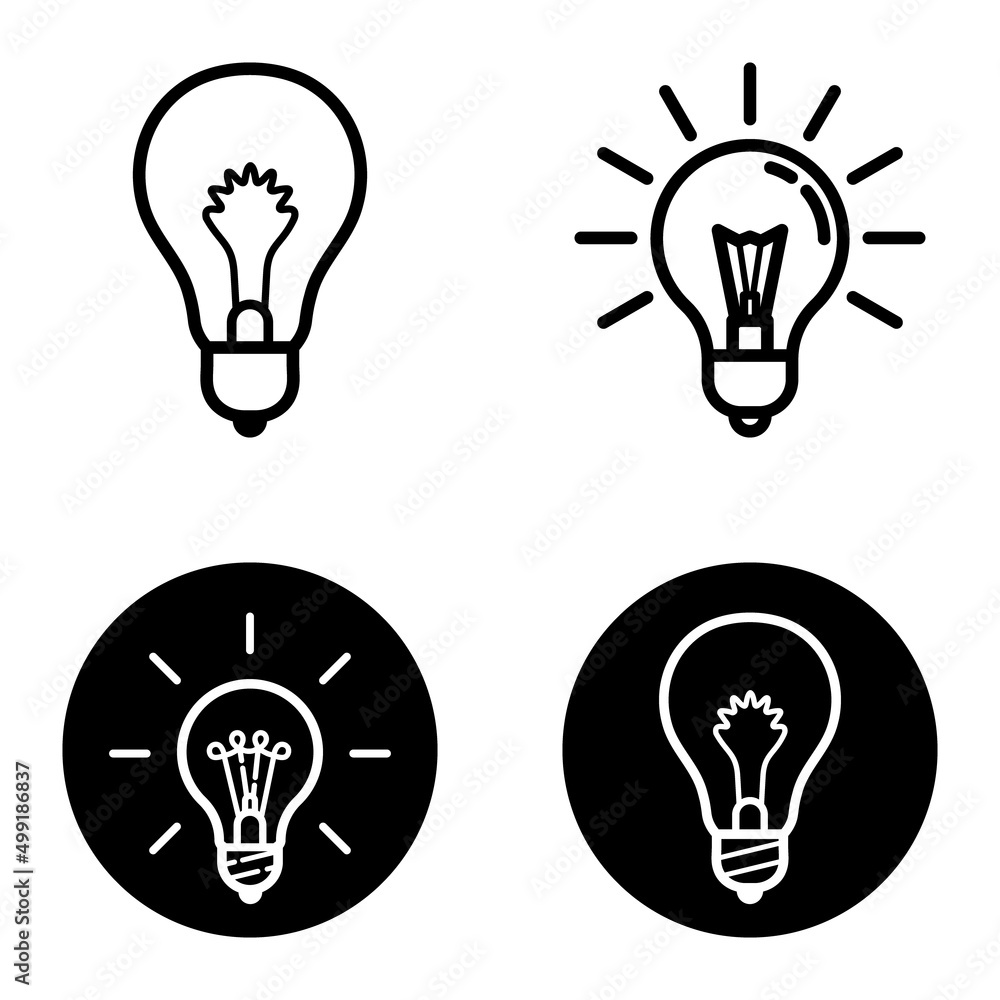 Lightbulbs1-3 Flat Icon Set Isolated On White Background Lightbulbs1-3 Flat Icon Set Isolated On White Background