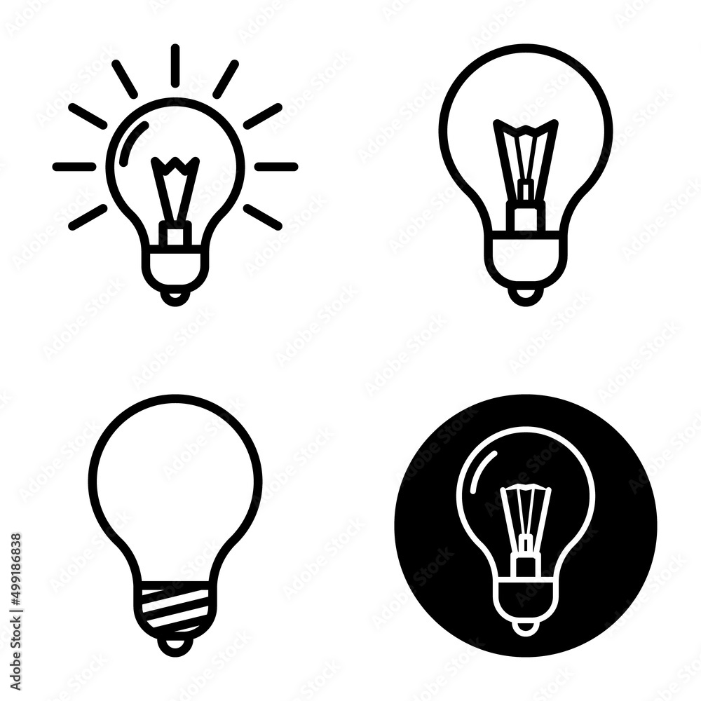 Lightbulbs1-3 Flat Icon Set Isolated On White Background Lightbulbs1-3 Flat Icon Set Isolated On White Background