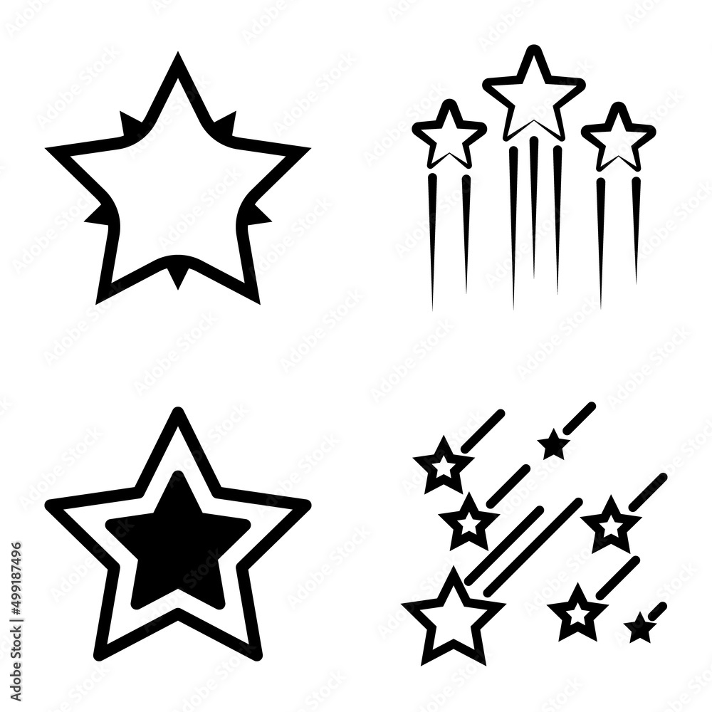 Stars1-2starfall Flat Icon Set Isolated On White Background Stars1-2starfall Flat Icon Set Isolated On White Background