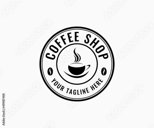 Coffee shop logo design template. Coffee logo or label. Cafe and Restaurant logo design. Tea logo design