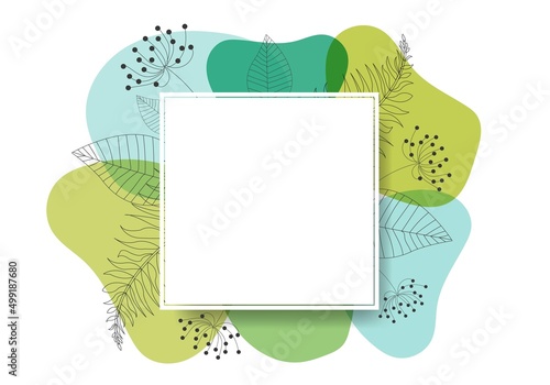 Spring Poster With Abstract Leaves With Gradient Mesh, Vector Illustration