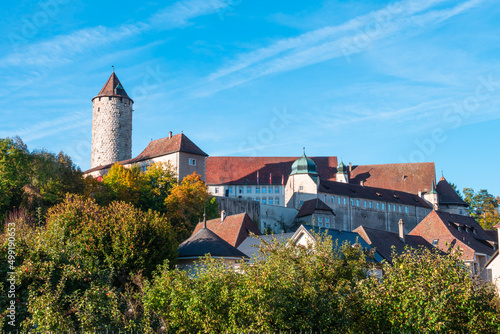 Porrentruy, Switzerland - October 19, 2021: Porrentruy Castle is a castle in the municipality of Porrentruy of the Canton of Jura in Switzerland. photo