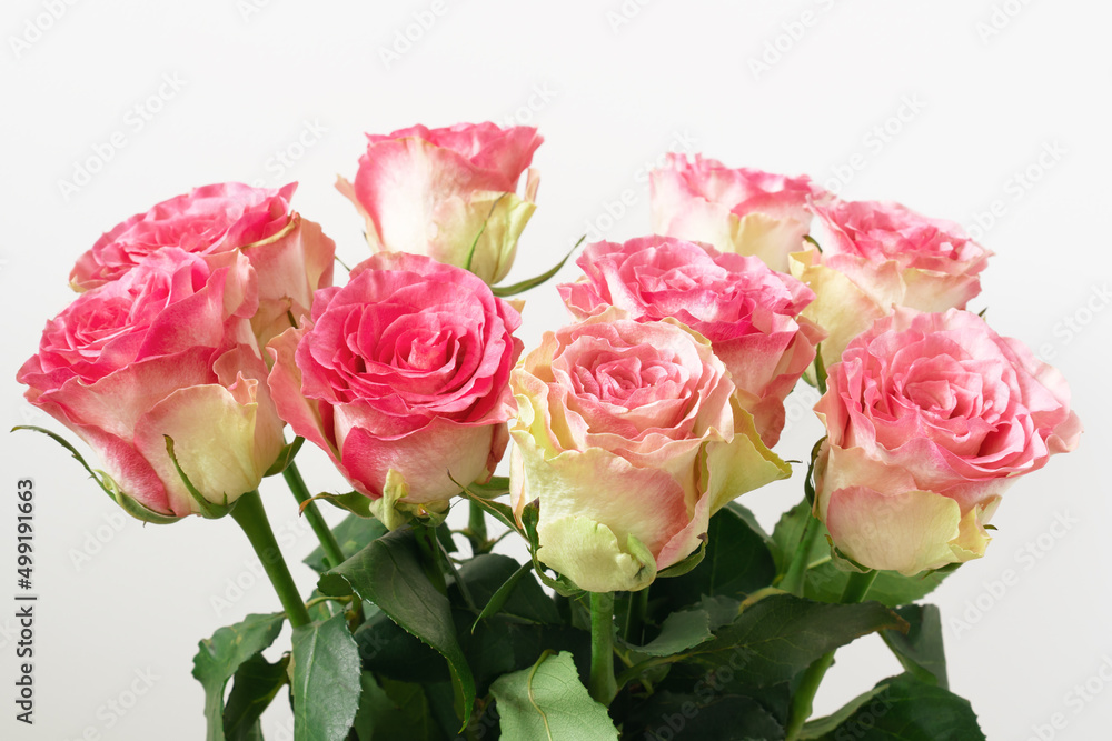Bouquet of beautiful fresh pink roses, close up. Bouquet of beautiful fresh pink roses, close up.